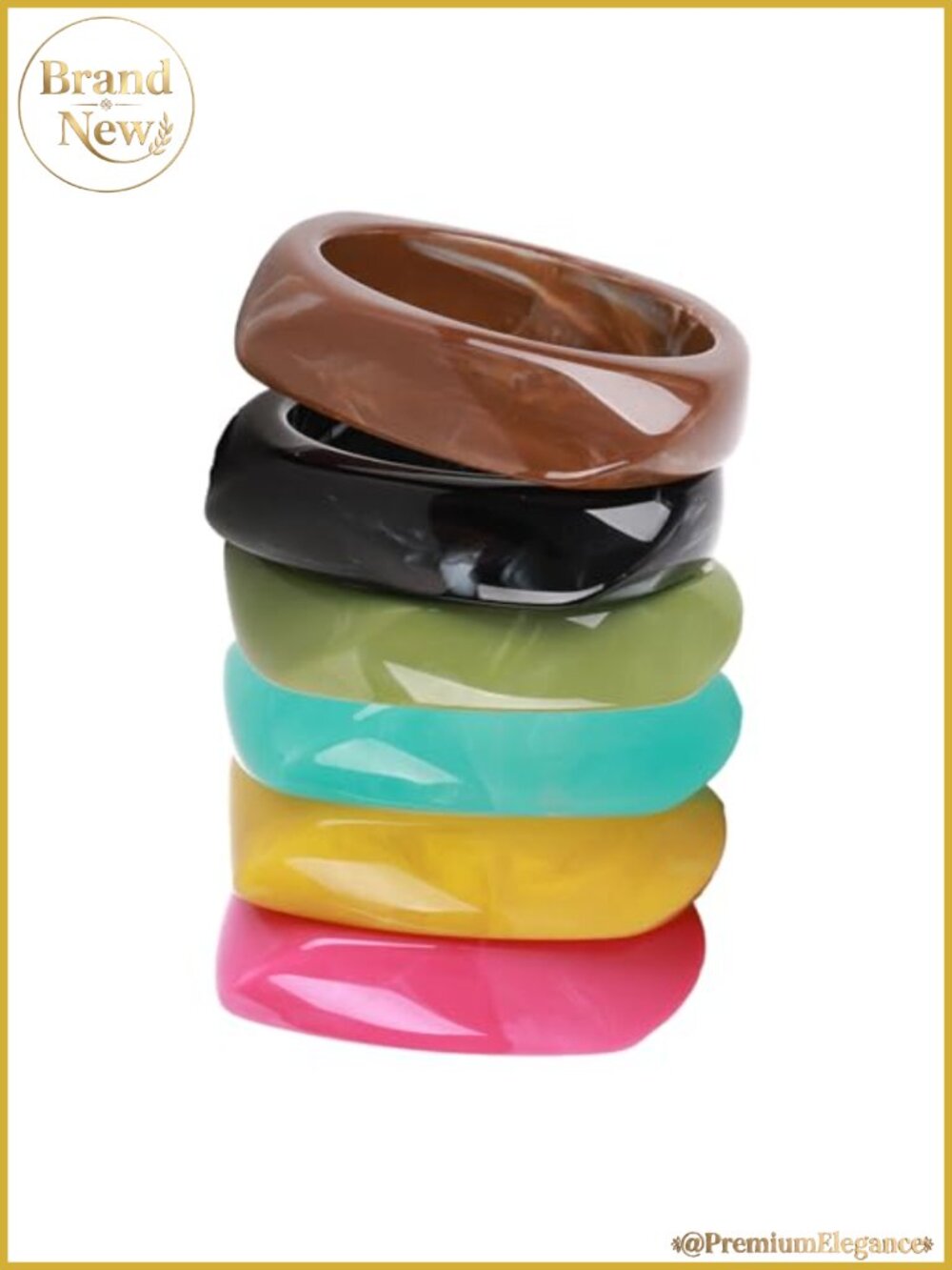 Chunky Acrylic Resin Bangle Bracelets for Women Set of 6 Vintage Geometric Cuff